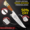 Faca Churrasco Artesanal Nossa Senhora Aparecida Terço + Bainha Grátis